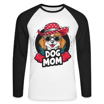 Chien mignon avec chapeau et lunettes de soleil amoureux des chiens - T-shirt baseball manches longues Homme - blanc/noir - Devant - Nik (191cm)