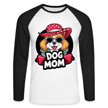 Chien mignon avec chapeau et lunettes de soleil amoureux des chiens - T-shirt baseball manches longues Homme - blanc/noir - Devant - Nik (191cm)