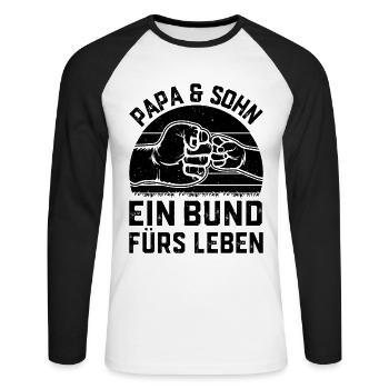 Papa & Sohn ein Bund fürs Leben - Vatertag - Unisex Baseballshirt langarm - Weiß/Schwarz - Vorne - Nik (191cm)