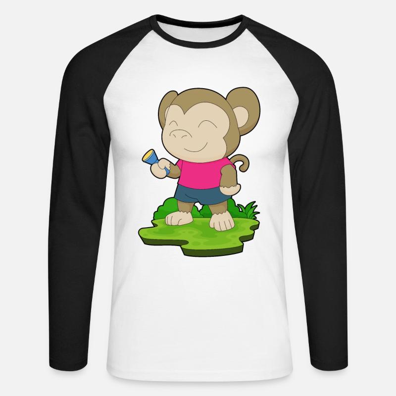 Monkey Flashlight - Unisex Long Sleeve Baseball T-Shirt - white/black