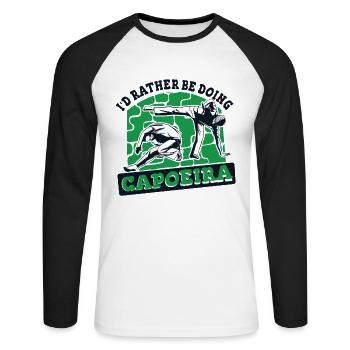 Je préfère faire de la capoeira capoeirista ginga - T-shirt baseball manches longues Homme - blanc/noir - Devant - Nik (191cm)
