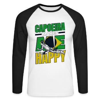 Capoeira macht mich glücklich Capoeirista Ginga Tanz - Unisex Baseballshirt langarm - Weiß/Schwarz - Vorne - Nik (191cm)