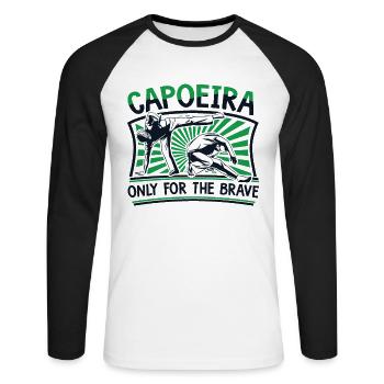 Capoeira Nur für die Tapferen Ginga Capoeirista - Unisex Baseballshirt langarm - Weiß/Schwarz - Vorne - Nik (191cm)