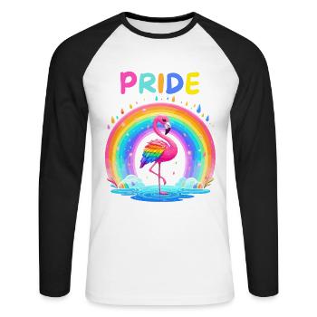 Flamingo Regenbogen Pride Month LGBTQ Divers Liebe - Unisex Baseballshirt langarm - Weiß/Schwarz - Vorne - Nik (191cm)