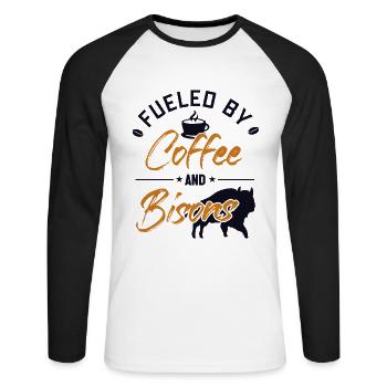 Fueled by Coffee and Bisons Buffalo Bovinae Lover - Unisex Long Sleeve Baseball T-Shirt - white/black - Front - Nik (191cm)