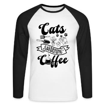 Cats Gardening Coffee - Hobby Gardener Plant Lover - Unisex Long Sleeve Baseball T-Shirt - white/black - Front - Nik (191cm)