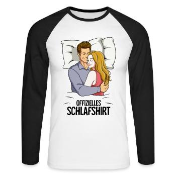 Partenaire officiel de la chemise de nuit - T-shirt baseball manches longues Homme - blanc/noir - Devant - Nik (191cm)
