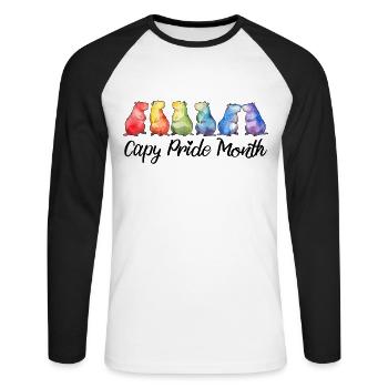 Capy Pride Month Capybara Gay Lesbienne LGBTQ - T-shirt baseball manches longues Homme - blanc/noir - Devant - Nik (191cm)