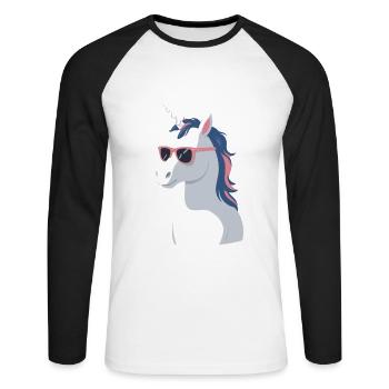 Dad Unicorn Funny Father's Day Design - Unisex Long Sleeve Baseball T-Shirt - white/black - Front - Nik (191cm)