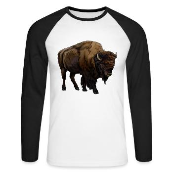 Buffalo American Bison Bovinae Lover Bison - Unisex Long Sleeve Baseball T-Shirt - white/black - Front - Nik (191cm)