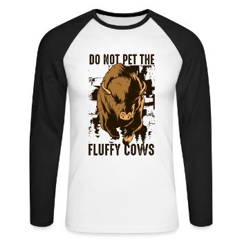 Ne caressez pas les vaches duveteuses Bison d’Amérique Buffalo - T-shirt baseball manches longues Homme - blanc/noir - Devant - Nik (191cm)