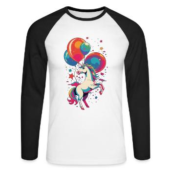 Funny Unicorns Cute Unicorn Bright Colors - Unisex Long Sleeve Baseball T-Shirt - white/black - Front - Nik (191cm)