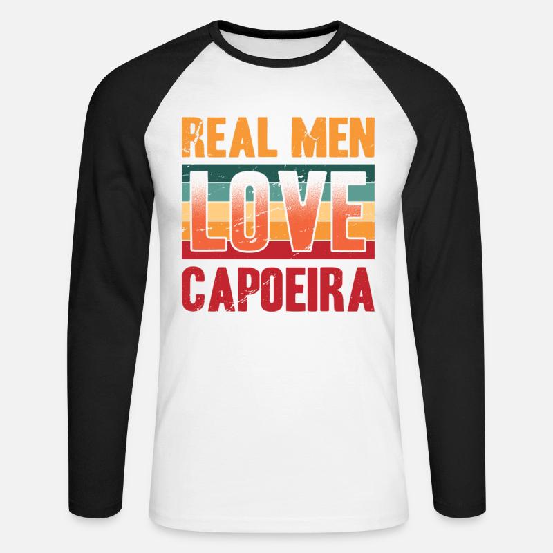 Echte Männer lieben Capoeira - Unisex Baseballshirt langarm - Weiß/Schwarz
