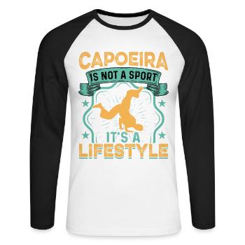 La capoeira, ce n’est pas un sport, c’est un mode de vie - T-shirt baseball manches longues Homme - blanc/noir - Devant - Nik (191cm)