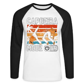 Mode Capoeira activé - T-shirt baseball manches longues Homme - blanc/noir - Devant - Nik (191cm)