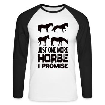 Juste un cheval de plus que je promets Cheval équestre - T-shirt baseball manches longues Homme - blanc/noir - Devant - Nik (191cm)