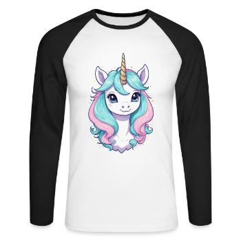 Couleurs pastel Licornes drôles pour Licorne - T-shirt baseball manches longues Homme - blanc/noir - Devant - Nik (191cm)