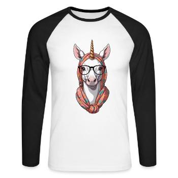 Une maman licorne licornes mère aimante - T-shirt baseball manches longues Homme - blanc/noir - Devant - Nik (191cm)