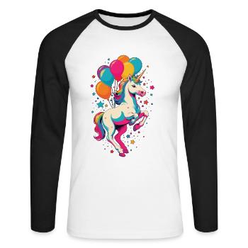 Lustige Einhörner Süßes Einhorn Mädchen Design - Unisex Baseballshirt langarm - Weiß/Schwarz - Vorne - Nik (191cm)