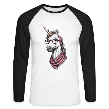 Licorne Maman Drôle Maman Fête des Mères Licornes - T-shirt baseball manches longues Homme - blanc/noir - Devant - Nik (191cm)