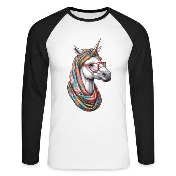 Maman Licorne Drôle Licornes Maman aimante - T-shirt baseball manches longues Homme - blanc/noir - Devant - Nik (191cm)