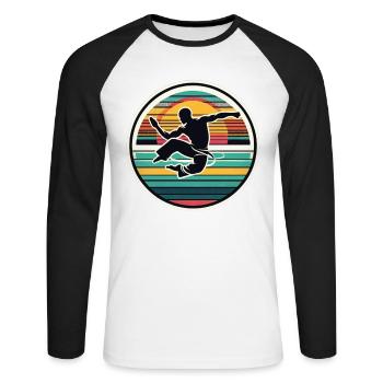 Capoeira - Unisex Long Sleeve Baseball T-Shirt - white/black - Front - Nik (191cm)