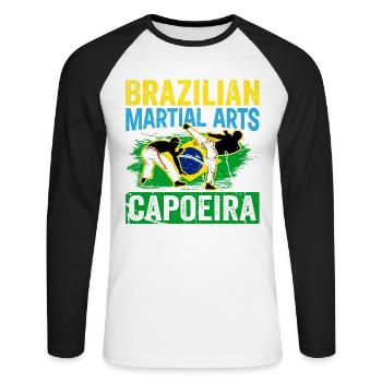 Brasilianische Kampfkunst Capoeira - Unisex Baseballshirt langarm - Weiß/Schwarz - Vorne - Nik (191cm)