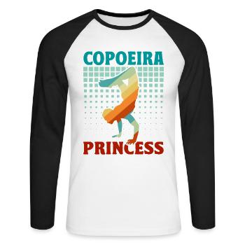 Capoeira Prinzessin - Unisex Baseballshirt langarm - Weiß/Schwarz - Vorne - Nik (191cm)