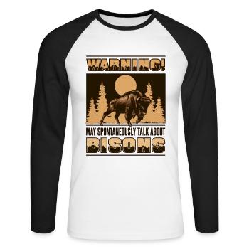 Kann spontan über Bisons Buffalo sprechen - Unisex Baseballshirt langarm - Weiß/Schwarz - Vorne - Nik (191cm)