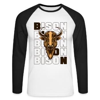 Buffalo American Bison Bovinae Lover Bison - Unisex Long Sleeve Baseball T-Shirt - white/black - Front - Nik (191cm)