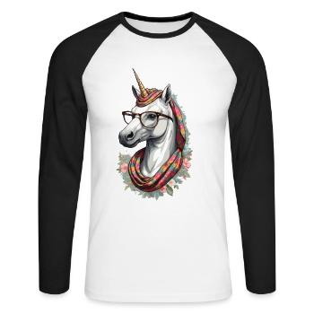 Unicorn Mom Funny Mom Unicorns Loving Mom - Unisex Long Sleeve Baseball T-Shirt - white/black - Front - Nik (191cm)