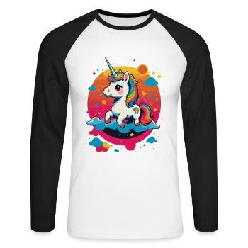 Licornes drôles Jolie fille licorne - T-shirt baseball manches longues Homme - blanc/noir - Devant - Nik (191cm)