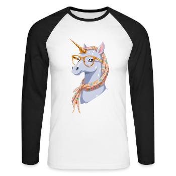 Unicorn Mom Unicorns Loving Mom Funny Mom - Unisex Long Sleeve Baseball T-Shirt - white/black - Front - Nik (191cm)