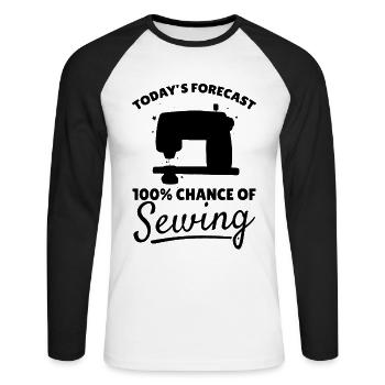 Prévisions du jour 100% de chances de Couture - Sewing Ma - T-shirt baseball manches longues Homme - blanc/noir - Devant - Nik (191cm)