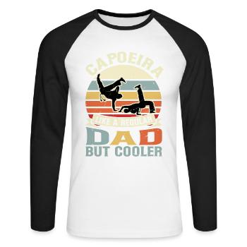 Capoeira wie ein normaler Vater, nur cooler - Unisex Baseballshirt langarm - Weiß/Schwarz - Vorne - Nik (191cm)
