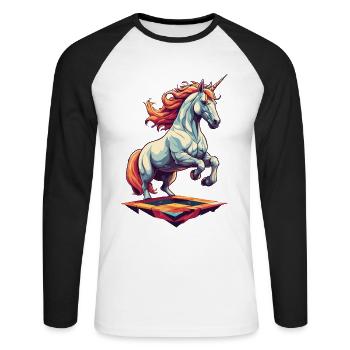 Funny Unicorns Unique Birthday Motif - Unisex Long Sleeve Baseball T-Shirt - white/black - Front - Nik (191cm)