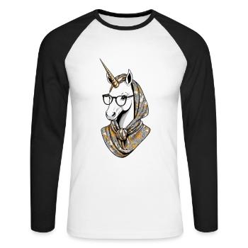 Licorne Maman Drôle Maman Fête des Mères Licornes - T-shirt baseball manches longues Homme - blanc/noir - Devant - Nik (191cm)