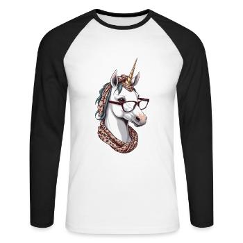 Fière maman licorne maman élégante - T-shirt baseball manches longues Homme - blanc/noir - Devant - Nik (191cm)