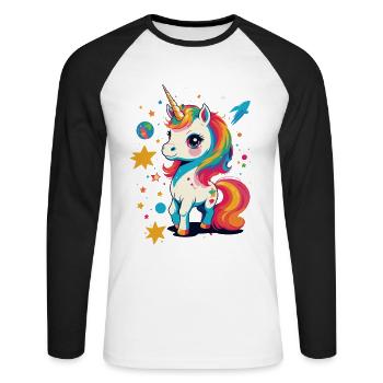 Unique Birthday Motif Unicorn Lover - Unisex Long Sleeve Baseball T-Shirt - white/black - Front - Nik (191cm)