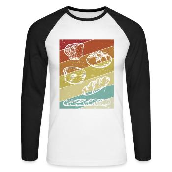 Retro Bread Dough Bread Maker Bread Queen Lover - Unisex Long Sleeve Baseball T-Shirt - white/black - Front - Nik (191cm)