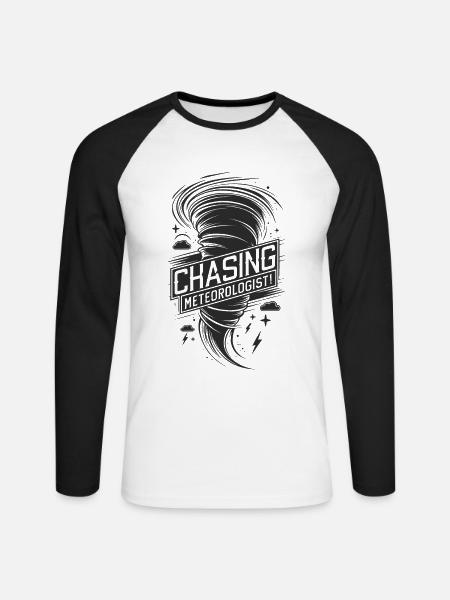 Tornado Twister jagter meteorolog - Langærmet herre-baseballshirt - hvid/sort