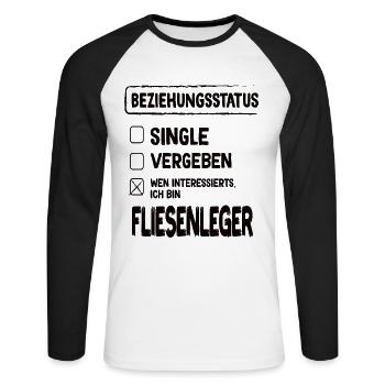 Tiler Relationship Status Tiler Profession - Unisex Long Sleeve Baseball T-Shirt - white/black - Front - Nik (191cm)