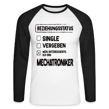 Mechatronics Technician Relationship Status Mechatronics Technician - Unisex Long Sleeve Baseball T-Shirt - white/black - Front - Nik (191cm)