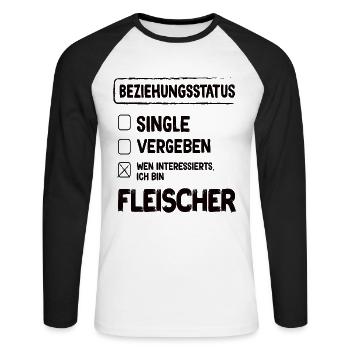 Butcher Relationship Status Butcher Butcher - Unisex Long Sleeve Baseball T-Shirt - white/black - Front - Nik (191cm)
