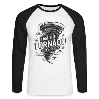 Je suis l’amoureux des ouragans Tornado Twister - T-shirt baseball manches longues Homme - blanc/noir - Devant - Nik (191cm)