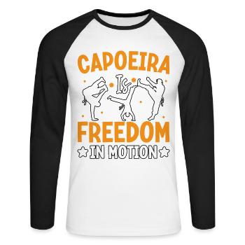 Capoeira is freedom in motion - Unisex Long Sleeve Baseball T-Shirt - white/black - Front - Nik (191cm)