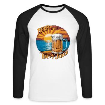 don´t worry Bier happy - Unisex Baseballshirt langarm - Weiß/Schwarz - Vorne - Nik (191cm)