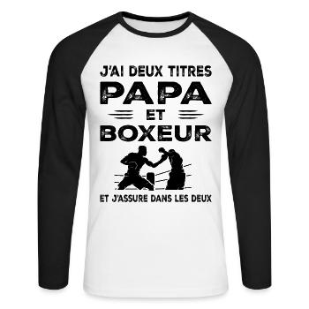 I Have Two Titles Dad and Boxer Boxing - Unisex Long Sleeve Baseball T-Shirt - white/black - Front - Nik (191cm)