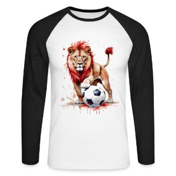 Lion Football Colorful Georgia Animal Design Print - Unisex Long Sleeve Baseball T-Shirt - white/black - Front - Nik (191cm)