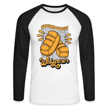 Sourdough Whisperer Bread Dough Bread Maker Bread - Unisex Long Sleeve Baseball T-Shirt - white/black - Front - Nik (191cm)